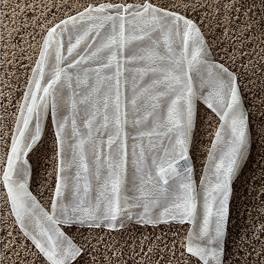 Elegant Lace Sheer White Top